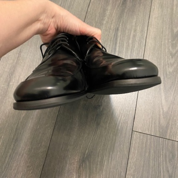 Prada Black Brushed Leather Derby Shoes Size 10.5 NWT - Picture 6 of 13